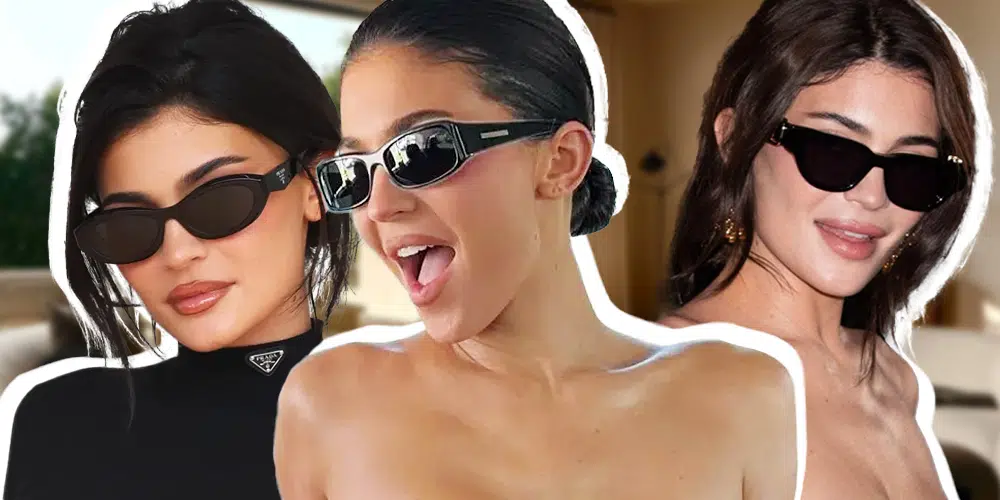 Multiple photos of Kylie Jenner wearing sunglasses in 2024