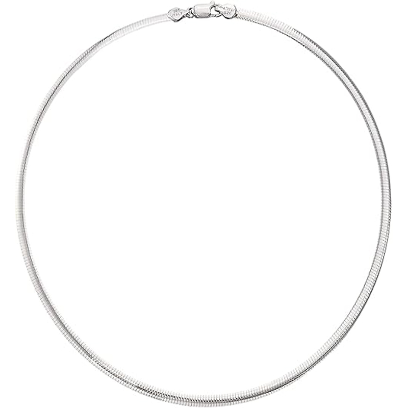 Savlano Italian Solid Flat Omega Chain Necklace